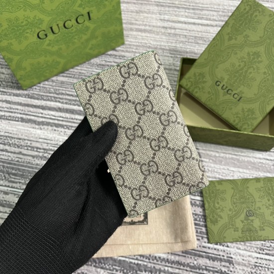 replica LONG CARD CASE WITH GG DETAIL GREEN LEATHER TRIM UK