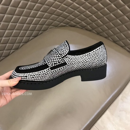Replica Crytal-Embellished Satin Loafers - Pd104 Uk - 11272 - Buddha Luxury