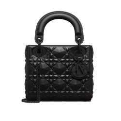 MINI LADY BAG BLACK CANNAGE CALFSKIN WITH DIAMOND MOTIF UK
