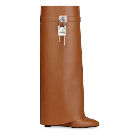 replica SHARK LOCK BOOTS IN LEATHER IN BROWN - GVC149 UK