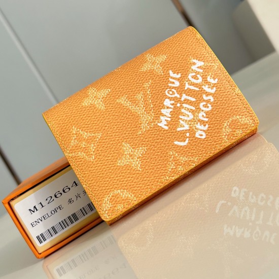 replica ENVELOPE BUSINESS CARD HOLDER YELLOW MONOGRAM HERITAGE CANVAS M12664 UK