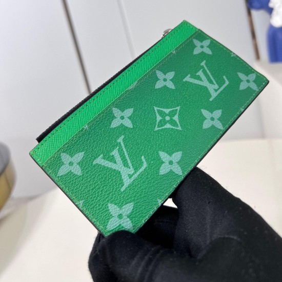 replica COIN CARD HOLDER CACTUS GREEN TAIGA COWHIDE LEATHER M83102 UK