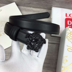 MEDUSA HEAD LEATHER BLACK BELT - B51 UK