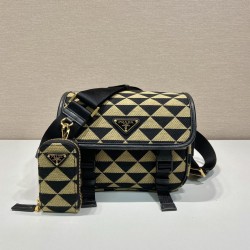 Symbole Embroidered Fabric Bag In Black And Beige Uk