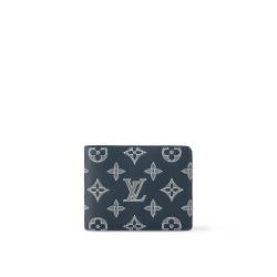 MULTIPLE WALLET NAVY BLUE LEATHER M83379 UK
