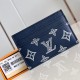 replica DOUBLE CARD HOLDER INK BLUE/WHITE MONOGRAM SHADOW CALFSKIN M83700 UK