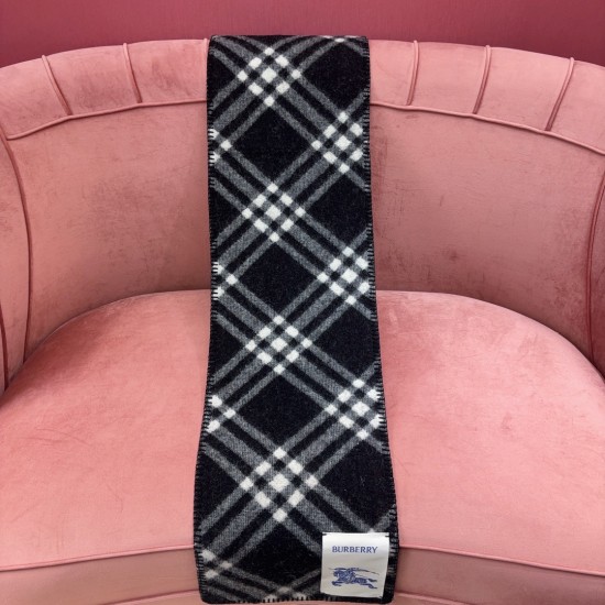 replica VINTAGE CHECK WOOL SCARF IN BLACK AND GREY UK