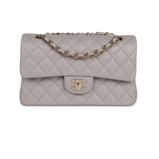 Replica Chanel 13023 CFR#12246 Buddha Luxury Replica Chanel Small Classic Handbag In Grey Lamskin And Silver-Tone Metal Uk - 13023 - Buddha Luxury