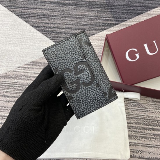 replica MAXI GG CARD CASE IN BLACK LEATHER UK