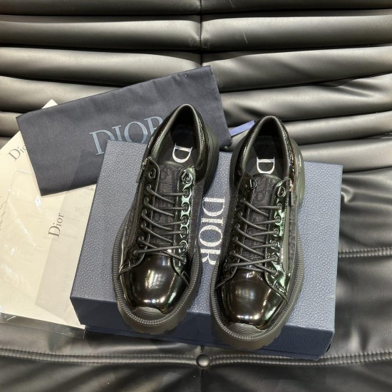 replica COMBAT DERBY SHOE BLACK POLISHED CALFSKIN AND OBLIQUE JACQUARD - CD262 UK