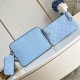 Replica Trio Messenger Bag Sky Blue Monogram Canvas Taiga Cowhide Leather M14069 Uk