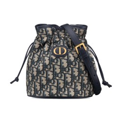 30 MONTAIGNE MINI BUCKET BAG WITH DRAWSTRING BLUE OBLIQUE JACQUARD UK