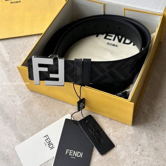 Replica FF BLACK LEATHER REVERSIBLE BELT - B267 UK replica FF BLACK LEATHER REVERSIBLE BELT - B267 UK
