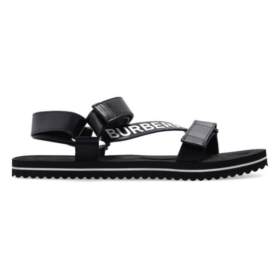 replica LOGO-STRAP SANDALS BLACK LEATHER UK