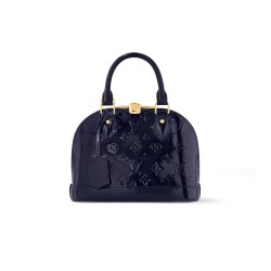 ALMA BB HANDBAG SAPPHIRE BLUE VARNISHED EPI COWHIDE LEATHER M13169 UK