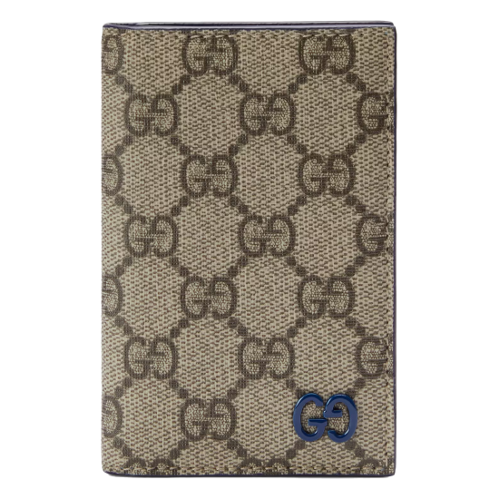 replica LONG CARD CASE WITH GG DETAIL BLUE LEATHER TRIM UK