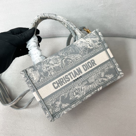 Replica Dior 13207 DFR#13981 Buddha Luxury Replica Mini Book Tote Gray Toile De Jouy Reverse Embroidery Uk - 13207 - Buddha Luxury