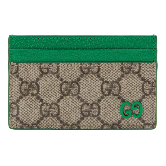 replica CARD CASE WITH GG DETAIL GREEN LEATHER TRIM UK
