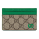 replica CARD CASE WITH GG DETAIL GREEN LEATHER TRIM UK