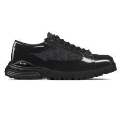 COMBAT DERBY SHOE BLACK POLISHED CALFSKIN AND OBLIQUE JACQUARD - CD262 UK