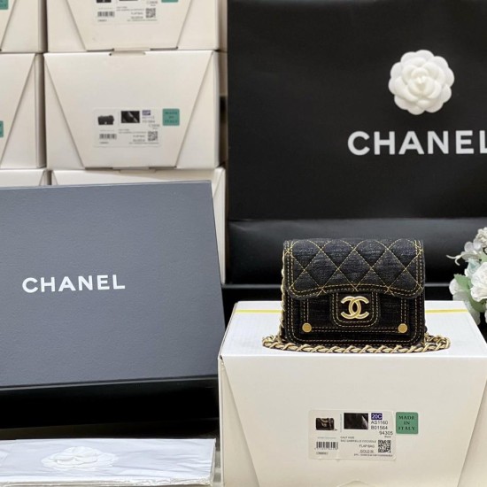 Replica Chanel Mini Denim Flap Bag In Black Uk - 13063 - Buddha Luxury