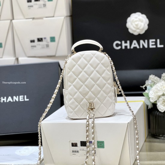 replica MINI BACKPACK WHITE GRAINED SHINY CALFSKIN & GOLD-TONE METAL AP3753 UK