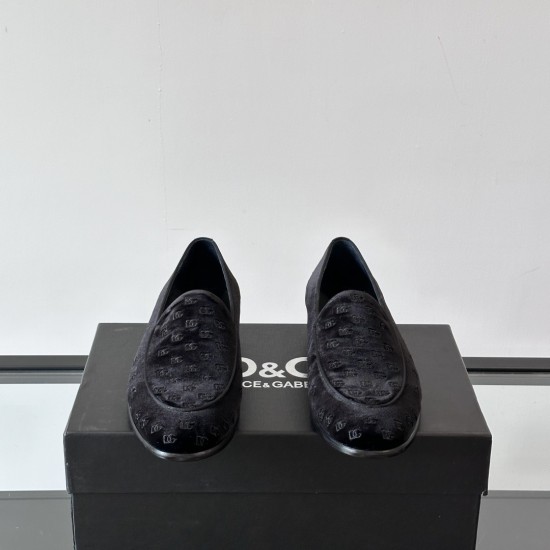 Replica LOGO VELVET LEATHER LOAFERS IN BLACK - GD239 UK replica LOGO VELVET LEATHER LOAFERS IN BLACK - GD239 UK