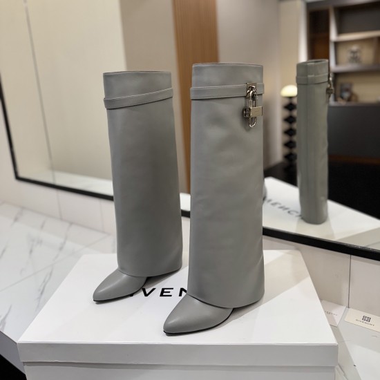 replica SHARK LOCK BOOTS IN LEATHER IN GREY - GVC148 UK