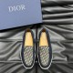 replica GRANVILLE LOAFER NAVY BLUE SUEDE WITH BEIGE AND BLACK OBLIQUE JACQUARD - CD280 UK