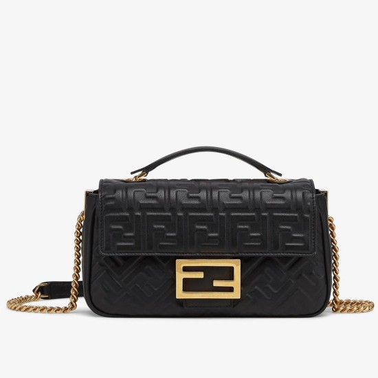 Replica Fendi 7028 dlz1757525963923 Buddha Luxury Replica fendi Baguette Chain Midi Bag In Black Uk - 7028 - Buddha Luxury