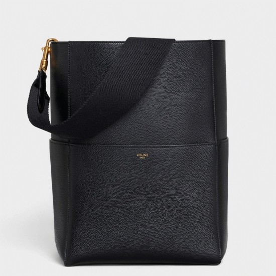 Replica Celine Sangle Bucket Bag In Black Grained Calfskin Uk - 4946 - Buddha Luxury