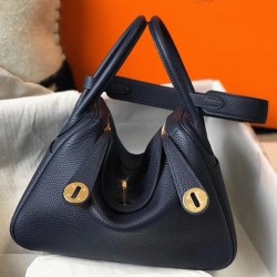 Designer Hermes Lindy 26Cm Handbag In Navy Blue Uk