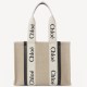 Replica Chloé 5728 dlz1757524888505 Buddha Luxury Replica Faux Chloe Woody Medium Tote Bag In Linen Canvas With Navy Blue Leather Uk - 5728 - Buddha Luxury