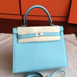 blue atoll epsomhermes kelly 25cm sellier elegant handbag uk