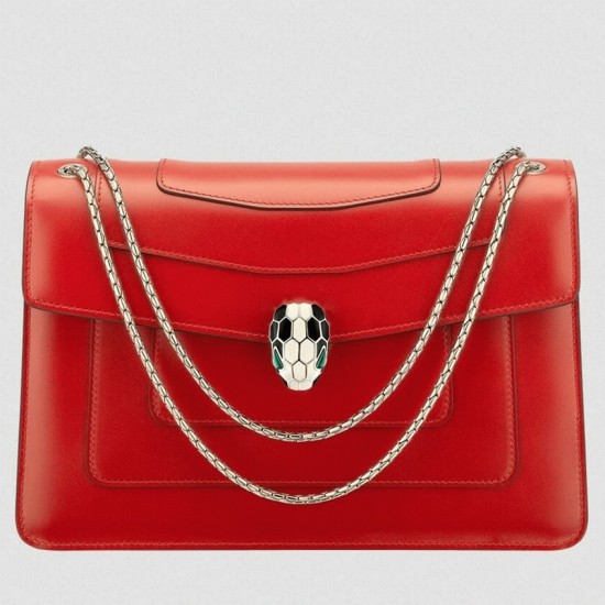 Replica Bvlgari Serpenti Forever Large Shoulder Bag Red Calfskin Uk - 4924 - Buddha Luxury