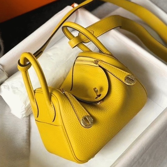 Replica Luxury Hermes Lindy Mini Handbag In Yellow Clemence Leather Uk - 6145 - Buddha Luxury