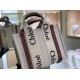 Replica Chloe Small Woody Tote Bag In Canvas With Camel Leather Strips Uk - 5701 - Buddha Luxury