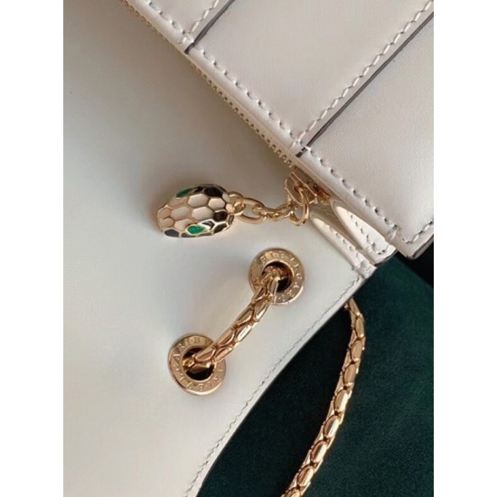 replica Bvlgari Serpenti Forever Large Shoulder Bag White Calfskin UK