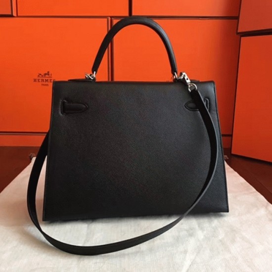 Replica Black Epsom Hermes Kelly 32Cm Sellier Structured Bag Uk - 6283 - Buddha Luxury