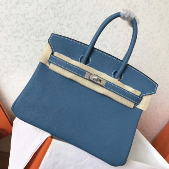 Replica Luxury Hermes Birkin 25Cm Counterfeit In Blue Jean Color Uk - 6186 - Buddha Luxury