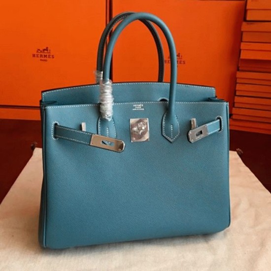Replica Blue Jean Hermes Birkin 30Cm Handbag Uk - 6546 - Buddha Luxury