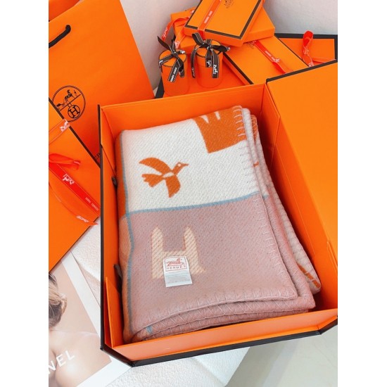 Replica Faux Hermes Avalon Epopee Blanket In Mandarine Wool And Cashmere Uk