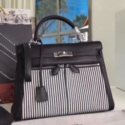 Black Toile   Swift Knockoff Hermes Kelly Lakis 32Cm Hybrid Bag Uk