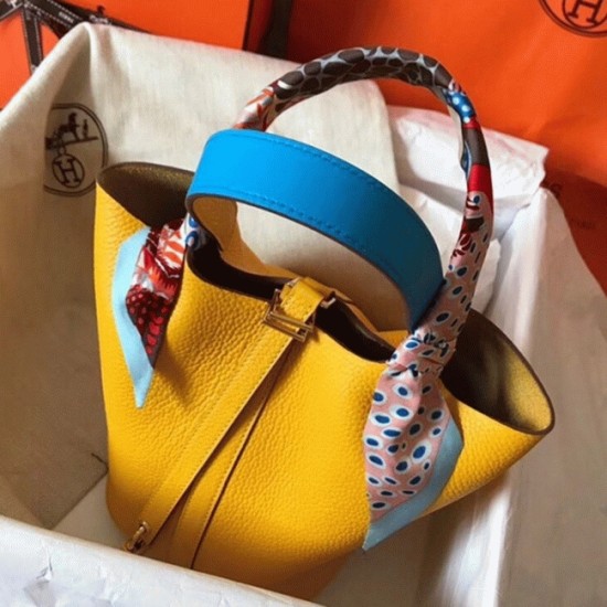 Replica Hermes 6012 dlz1757527330916 Buddha Luxury Replica Yellow Bicolor Luxuryhermes Picotin Lock 18Cm Handbag Uk - 6012 - Buddha Luxury