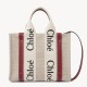 Replica Chloe Small Woody Tote Bag In Canvas With Camel Leather Strips Uk - 5701 - Buddha Luxury