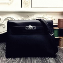 Black Swift Leather Hermes Kelly Danse Versatile Handbag UK