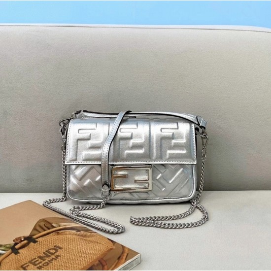 Replica Fendi 7044 dlz1757525882254 Buddha Luxury Replica Fendi Small Baguette Bag In Silver Ff Uk - 7044 - Buddha Luxury