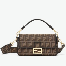 Top Qualityfendi Large Baguette Bag In Brown Ff Jacquard Fabric Uk