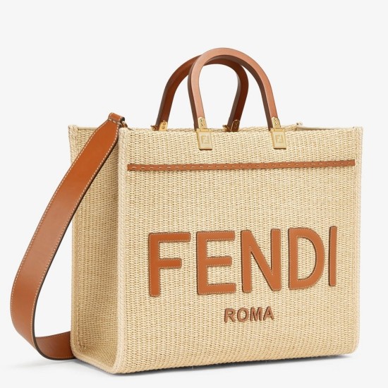 Replica Fendi Sunshine Medium Tote Bag In Natural Straw Uk - 7027 - Buddha Luxury