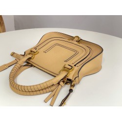 chloe Marcie Small Double Carry Bag In Beige Grained Leather Uk
